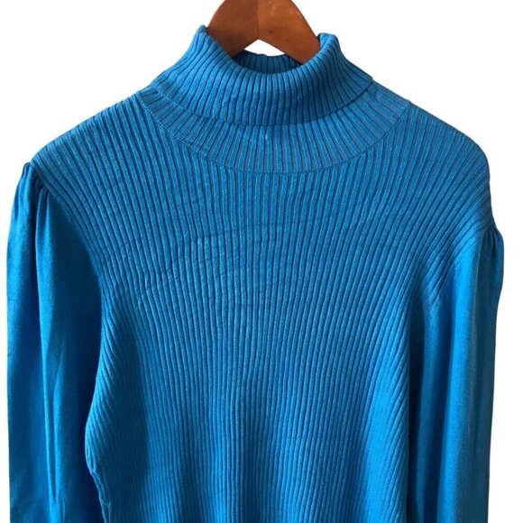 Women's Worthington Sweater Turtleneck Pullover Blue Long Sleeves Size Large - Picture 2 of 5